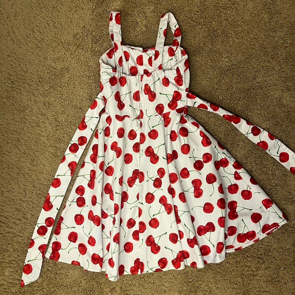 Vintage ixia Red Cherry Print Dress - Picture 7 of 8